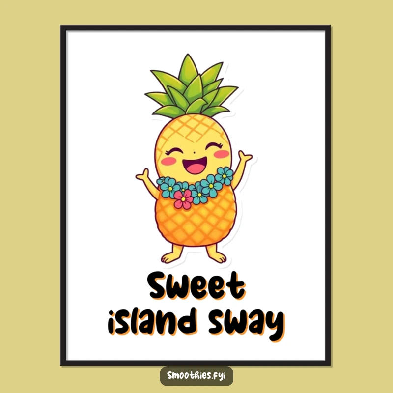 Funny Hula Pineapple Digital Art: Instant Tropical Decor for a Cheerful Space