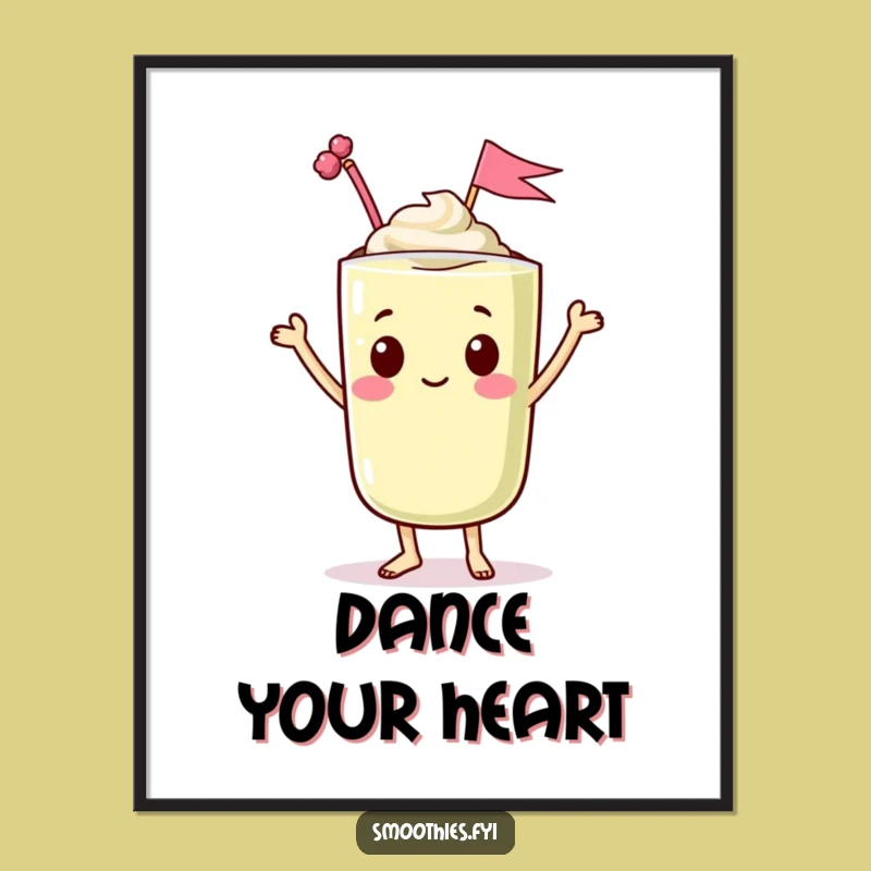 Funny Kawaii Smoothie Dancing Digital Art - Instant Celebratory Vibes