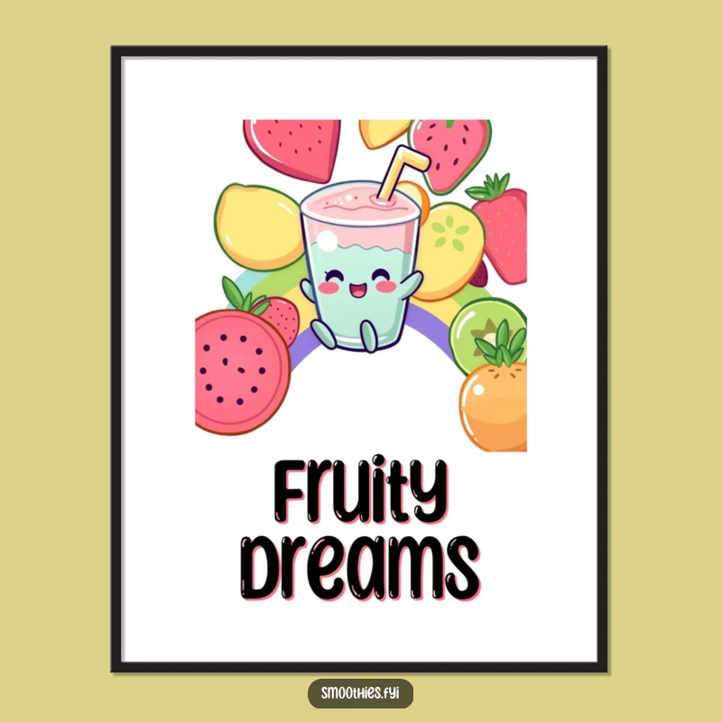 Funny Kawaii Smoothie Rainbow Slide Digital Art - Instant Joyful Fruit Decor