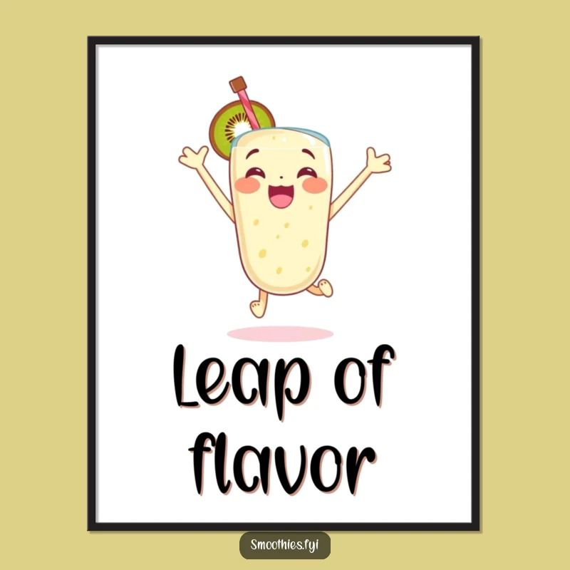 Funny Kiwi Smoothie Digital Art: Instant Excited Jumping Decor