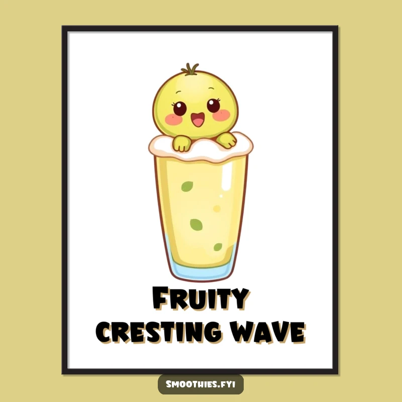 Funny Kiwi Smoothie Rider Digital Art - Playful Fruit Character Print for Instant Joy