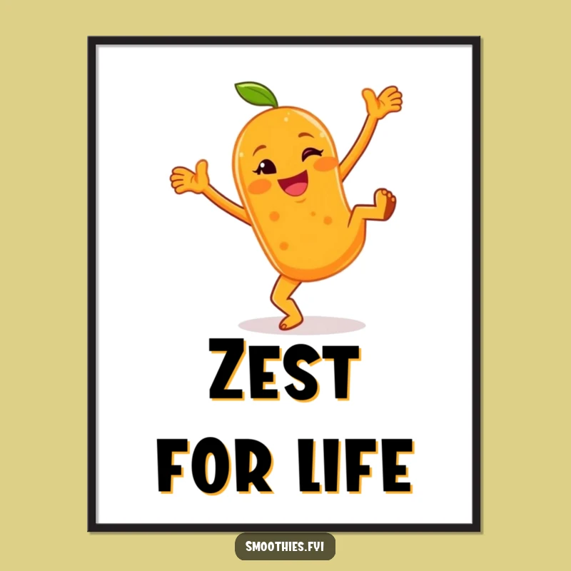 Funny Orange Smoothie Cartwheel Digital Art - Cheerful Character Print Funny Gift