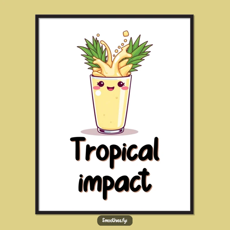 Funny Pineapple Smoothie Digital Print: Instant Playful Wall Art Gift