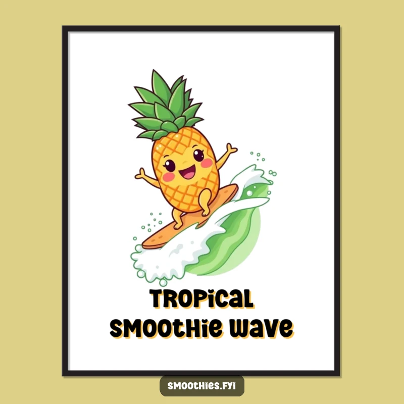Funny Pineapple Surfer Digital Art - Tropical Character Print for Instant Beach Vibes