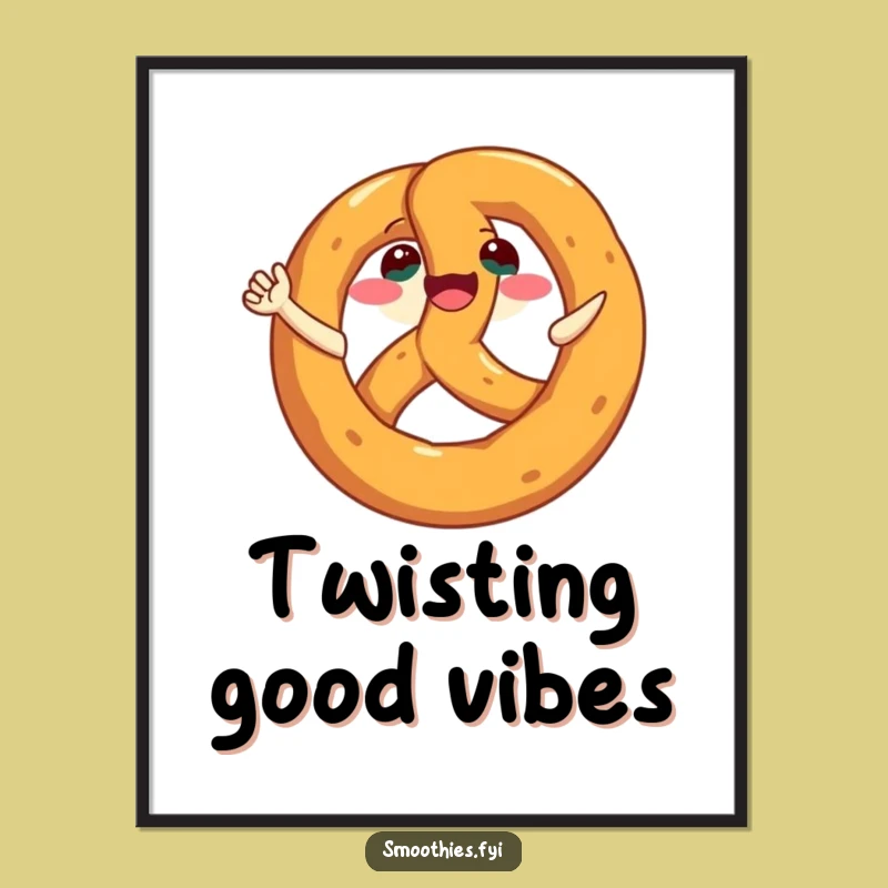 Funny Pretzel Spin Digital Art: Joyful Grinning Pretzel, Instant Funny Gift