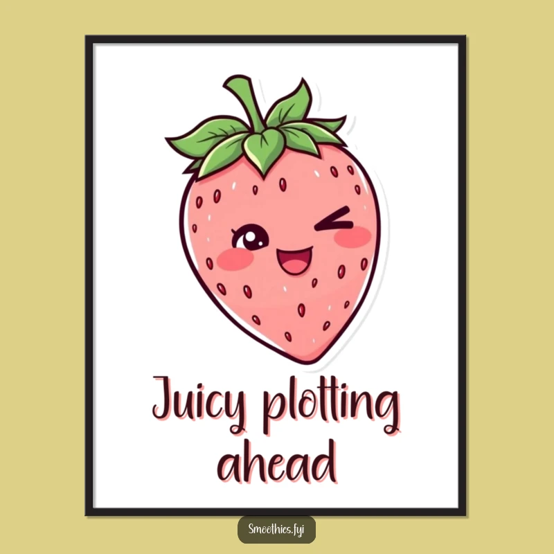 Funny Strawberry Wink Digital Art - Cheerful Character Print for Playful Decor
