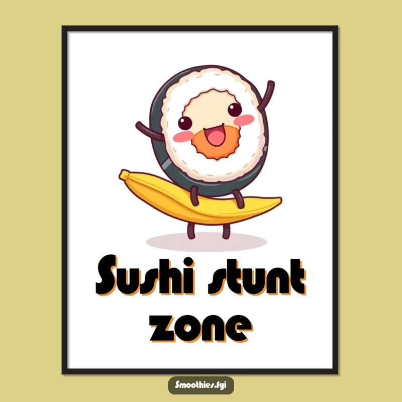 Funny Sushi Digital Art: Cartwheel Fiesta Print, Humorous Foodie Decor Download