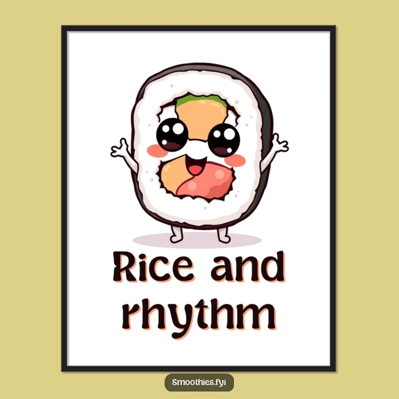 Funny Sushi Jig Digital Art: Googly-Eyed Character Print for Instant Fun