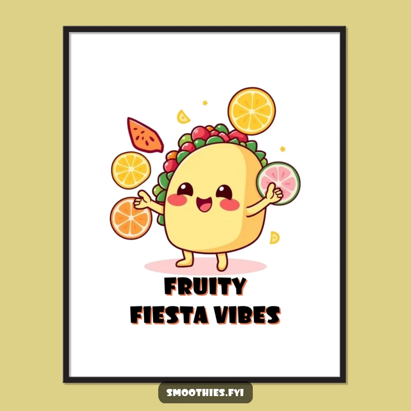 Funny Taco Digital Art: Juggling Fruit Fiesta Print, Humorous Foodie Decor Download