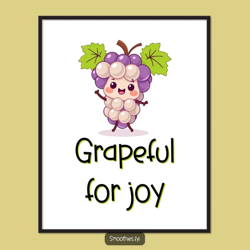 Printable Funny Kawaii Grape Bunch Jigging Art - Instant Fruit Humor Decor