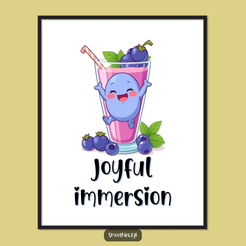 Funny Blueberry Smoothie Dive Digital Art: Instant Fruity Fun!