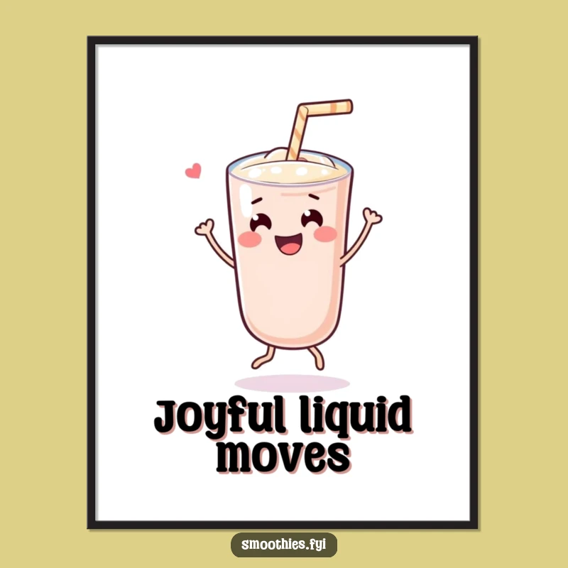 Funny Dancing Kawaii Smoothie Digital Art: Instant Joy for Your Walls