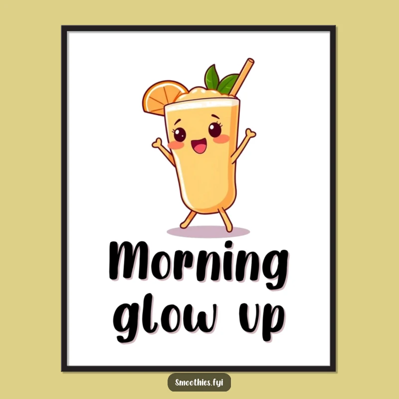 Funny Grapefruit Smoothie Shimmy Digital Art: Instant Cartoon Humor for Your Walls