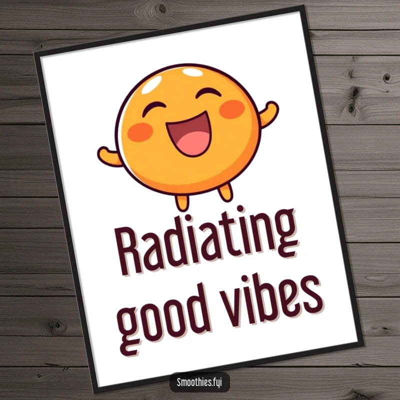 Funny digital art print of a round, happy orange character laughing boisterously, perfect for adding infectious humor to digital displays.