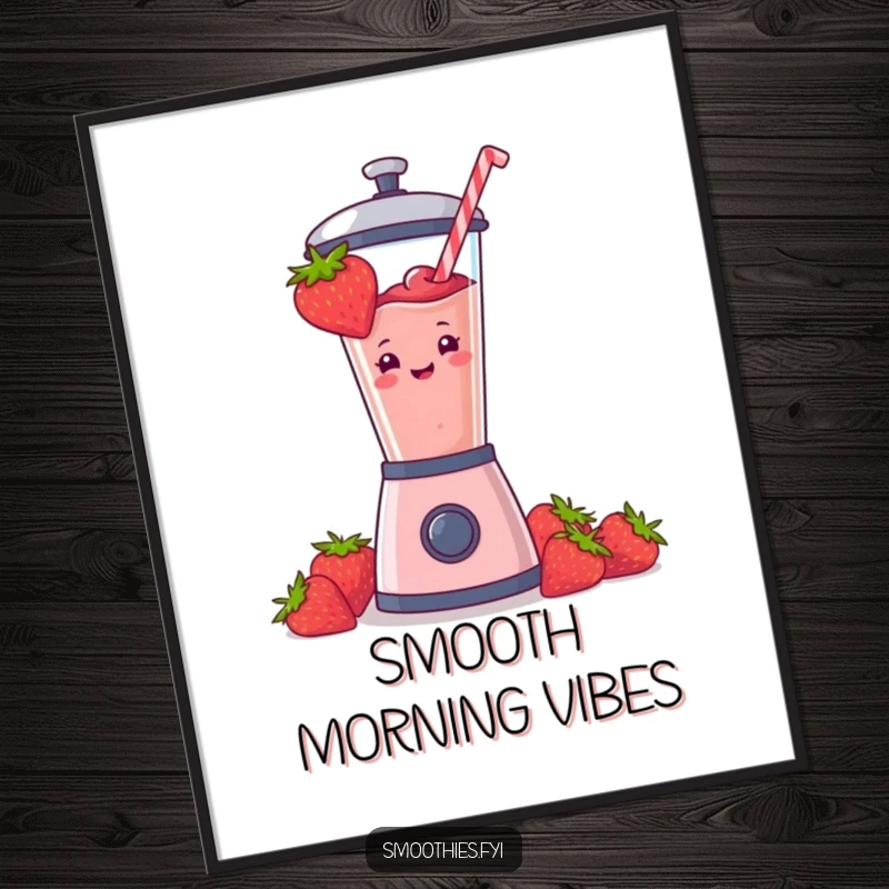 Funny strawberry smoothie design as a digital art print, ready to be downloaded and displayed. A humorous and instant decor piece.