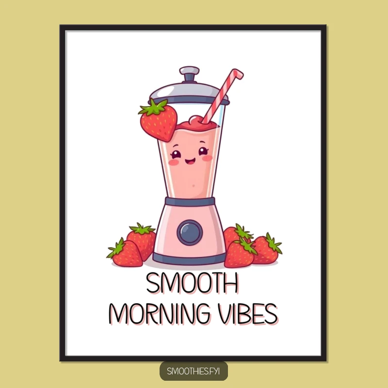 Funny Strawberry Smoothie Digital Print: Instant Joyful Wall Art Gift