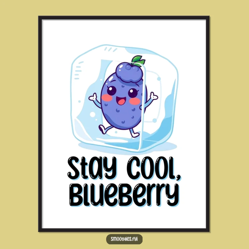 Funny Kawaii Blueberry Digital Art - Instant Cool Vibes!
