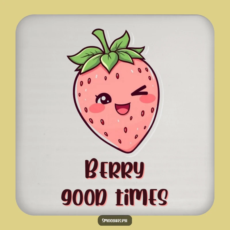 Funny Strawberry Wink Coaster - Cheerful Character Drink Protector for Laughs