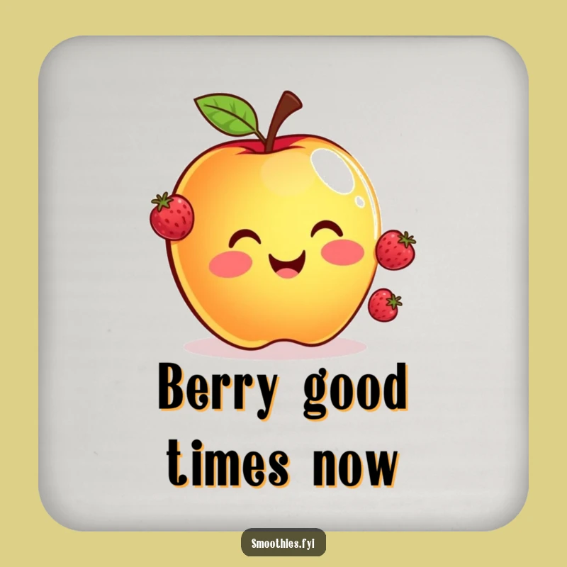 Funny Apple Juggling Berries Coaster Set - Protect Surfaces with Style