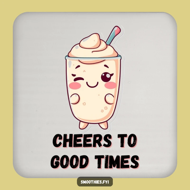 Funny Kawaii Smoothie Coaster: Wink of Protection, Delightful Humorous Set