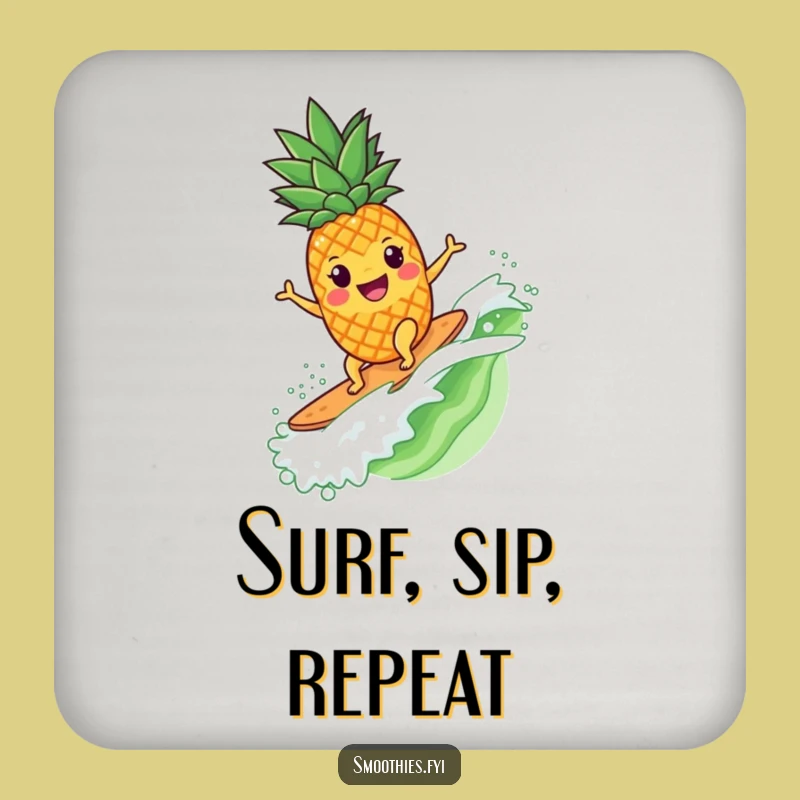 Funny Pineapple Surfer Coaster - Protect Surfaces with Tropical Character Style