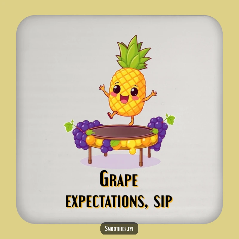 Funny Pineapple Trampoline Drink Coaster: Giddy Fruit Table Protector Gift