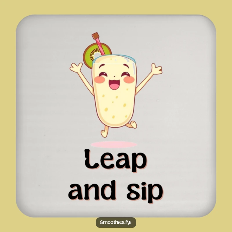 Funny Kiwi Smoothie Coaster: Excited Jumping Glee Protection