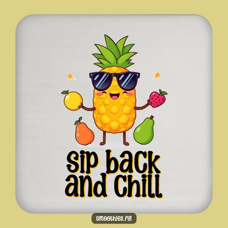 Funny Pineapple Sunglasses Coaster Set: Cool Fruit Juggling Accessory for Party Tables