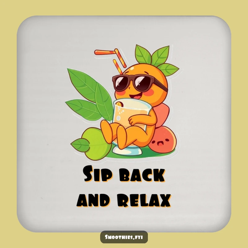 Funny Orange Smoothie Coaster: Sunglasses Character, Protect Surfaces Humorously