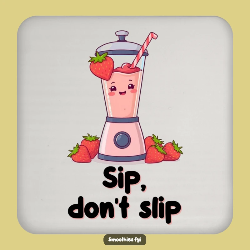 Funny Strawberry Smoothie Drink Coaster: Protect Surfaces with Humor Gift