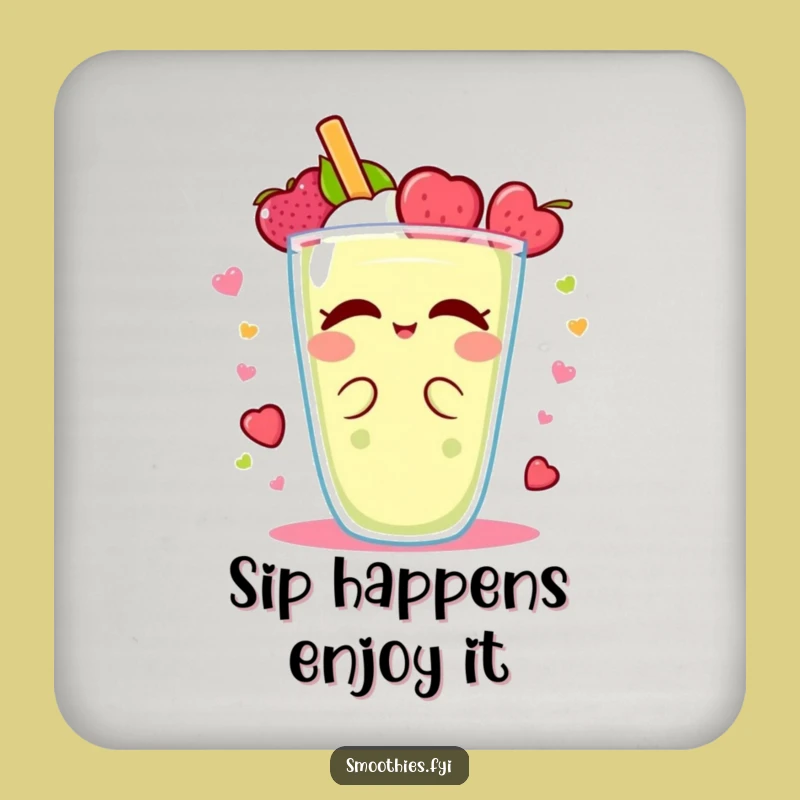 Funny Kawaii Smoothie Coaster: Fruity Spin Protection, Delightful Humorous Set
