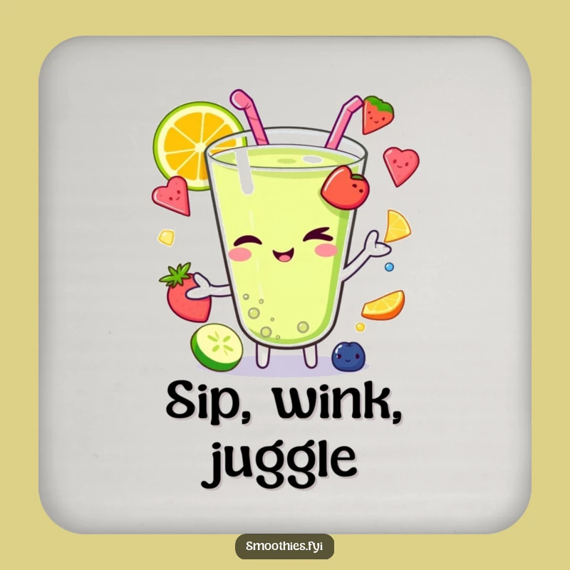 Funny Winking Kawaii Smoothie Coaster: Sip with Skill and a Wink