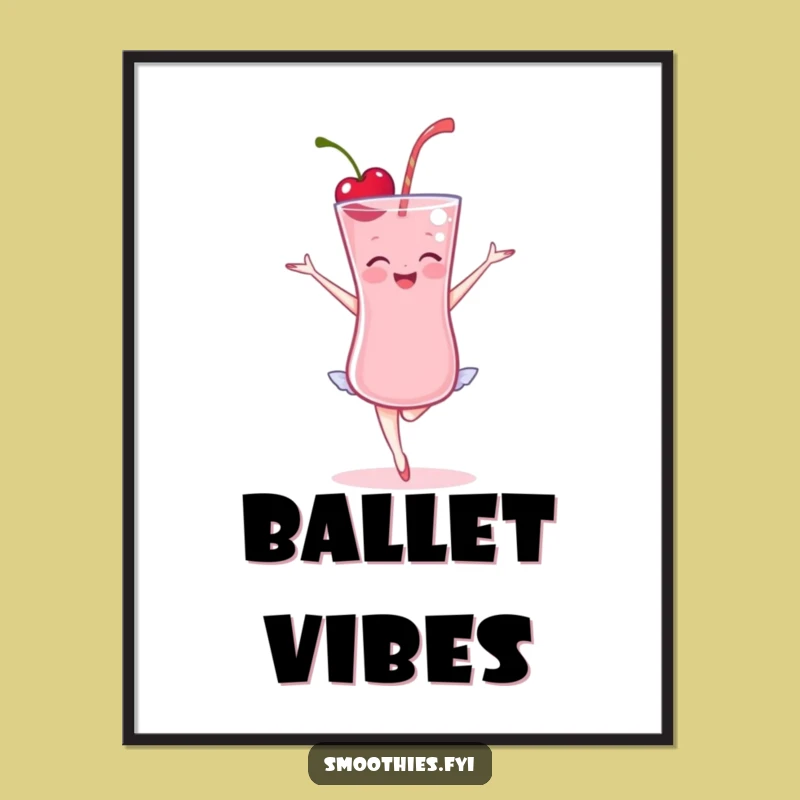 Funny Cherry Smoothie Ballet Poster - Elegant Graceful Dancer Wall Art Gift