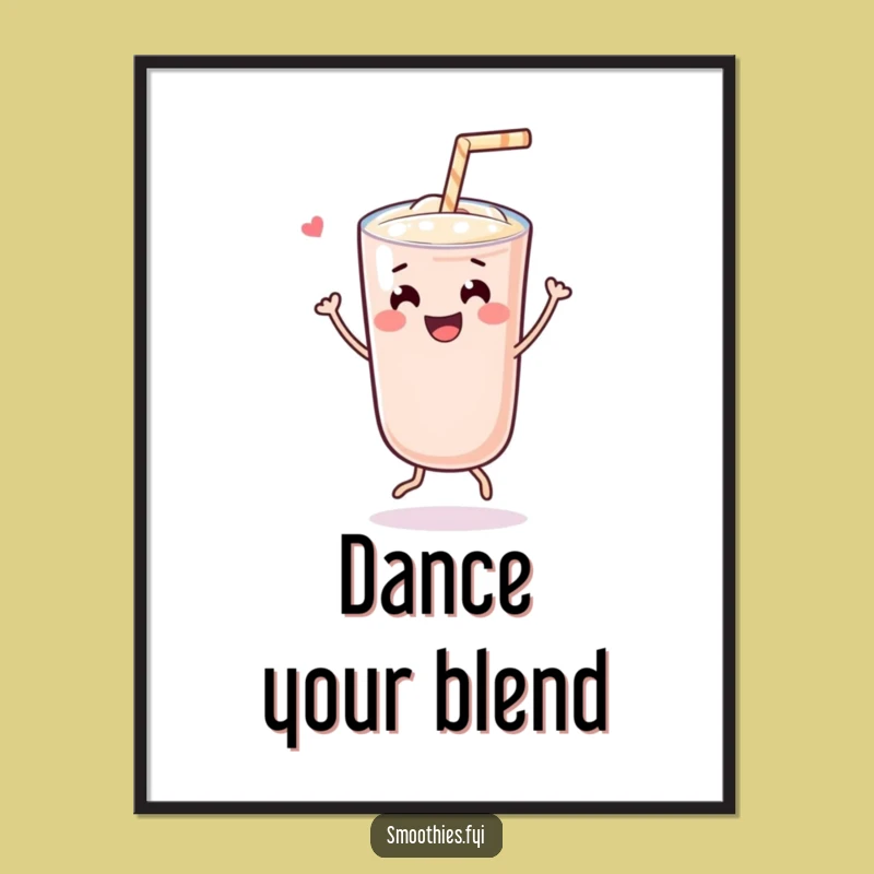 Funny Dancing Kawaii Smoothie Poster: Joyful Art for Your Walls