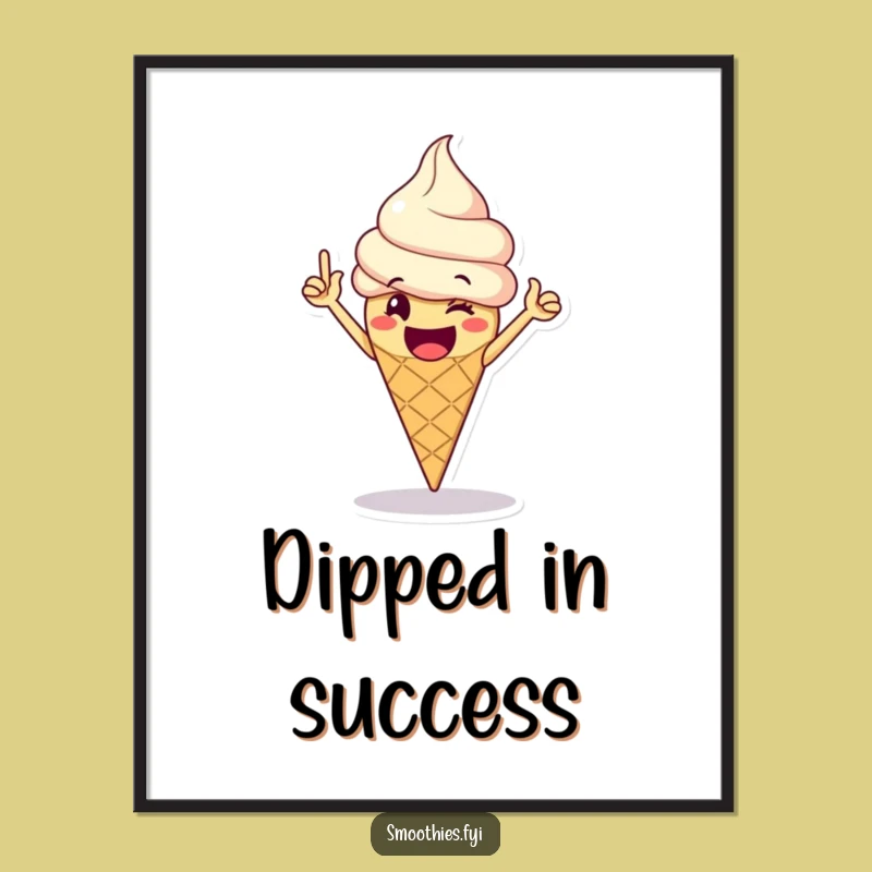 Funny Ice Cream Poster: Victory Dance Art, Hilarious Dessert Wall Decor Gift Idea