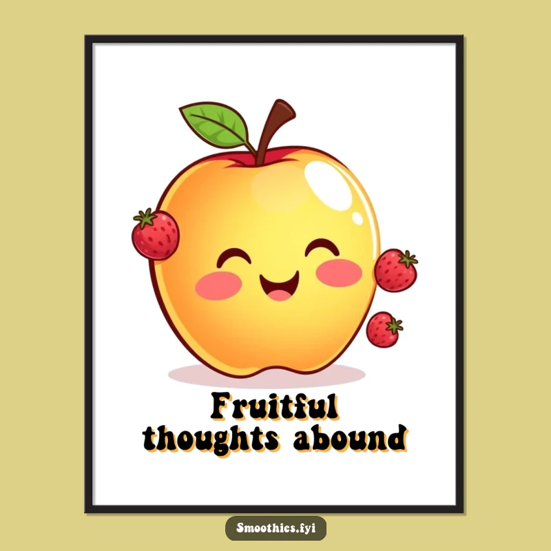 Funny Apple Juggling Berries Poster - Vibrant Wall Art for a Cheerful Home