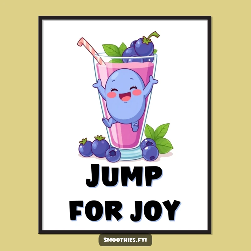 Funny Blueberry Smoothie Dive Poster: Brighten Your Space with Fruity Fun!