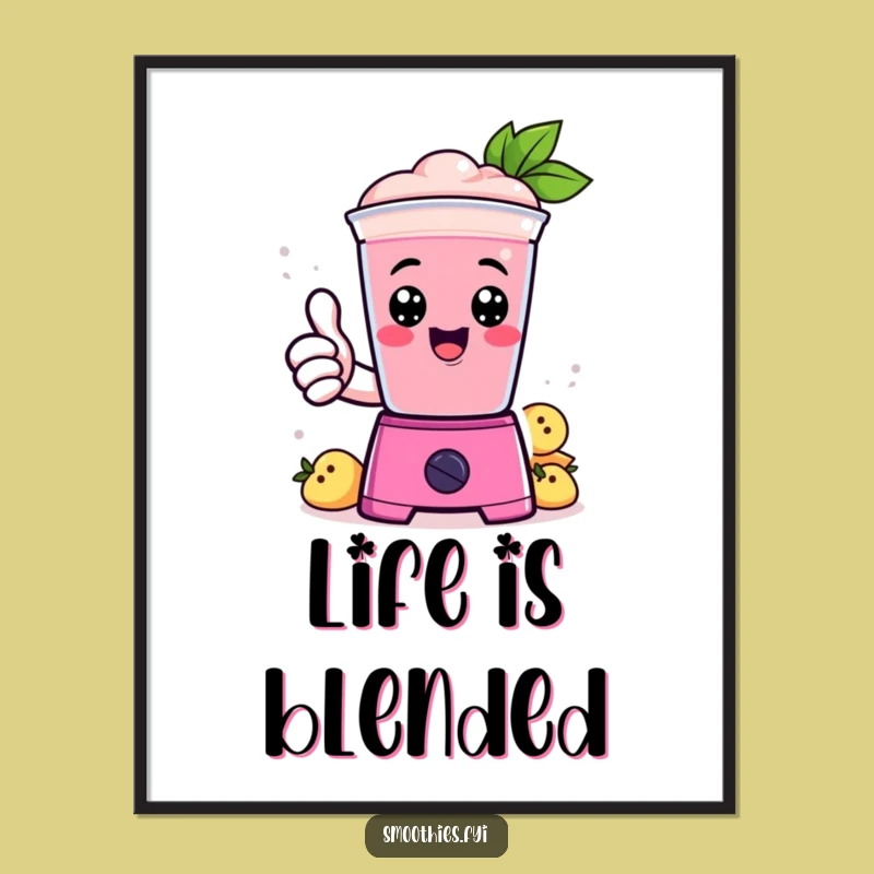 Funny Kawaii Smoothie Blender Thumbs Up Poster - Quirky Drink Lover Funny Decor