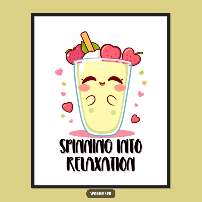 Funny Kawaii Smoothie Poster: Fruity Spin Art, Hilarious Wall Decor Gift