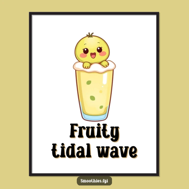 Funny Kiwi Smoothie Rider Poster - Playful Fruit Character Wall Art for Your Kitchen