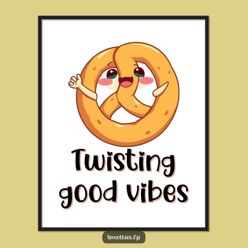 Funny Pretzel Spin Poster: Joyful Grinning Art Print, Hilarious Wall Decor Gift