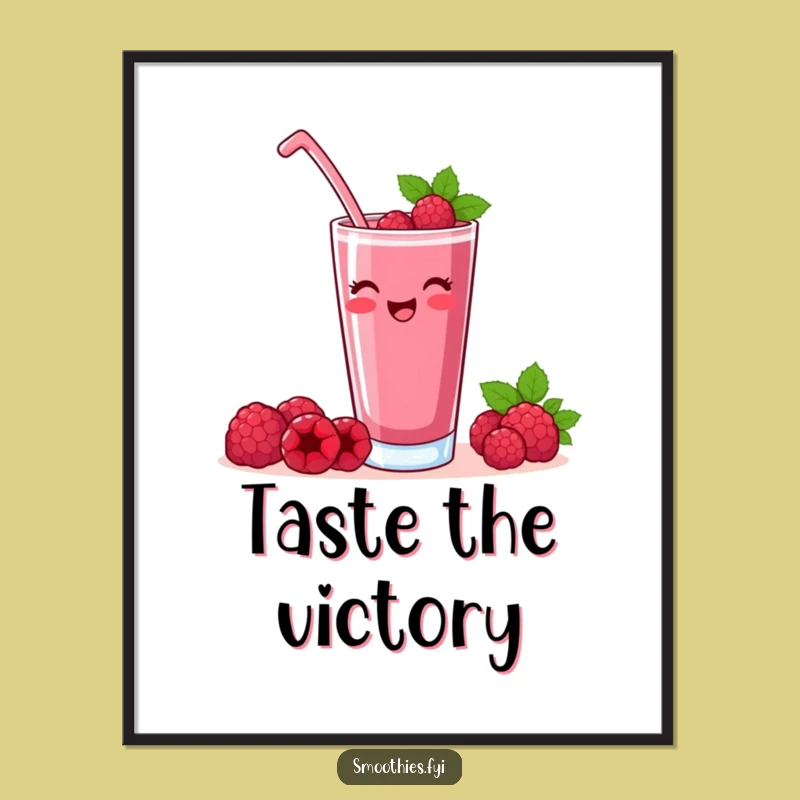 Funny Raspberry Smoothie Toast Poster: Celebrate with Cartoon Art and Cheer