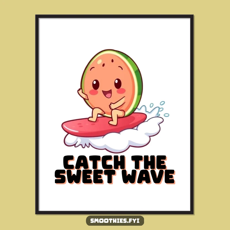 Funny Watermelon Surf Poster - Vibrant Summer Art for Beachy Vibes