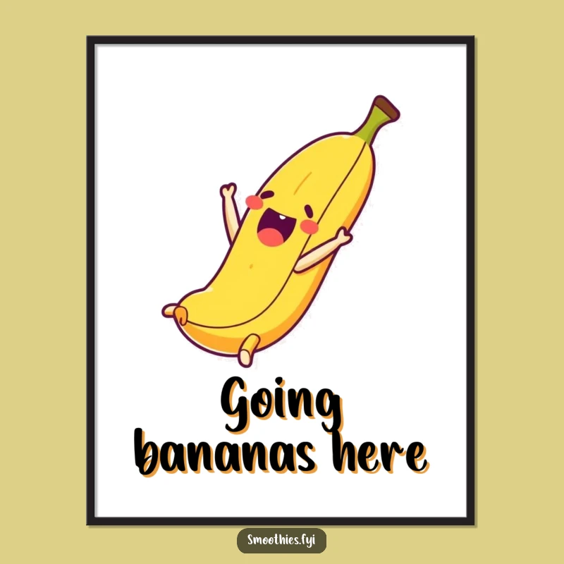 Funny Banana Somersault Poster: Vibrant Art for a Cheerful Space