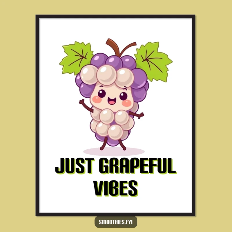Funny Kawaii Grape Bunch Jigging Poster - Vibrant & Humorous Fruit Wall Art