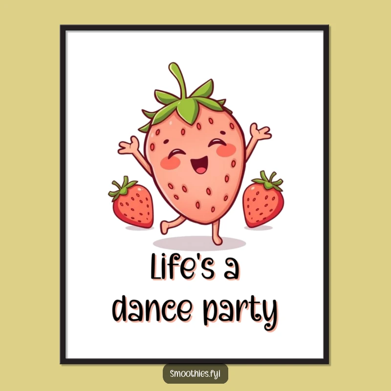 Funny Strawberry Dance Poster: Vibrant Fruit Art for Joyful Spaces