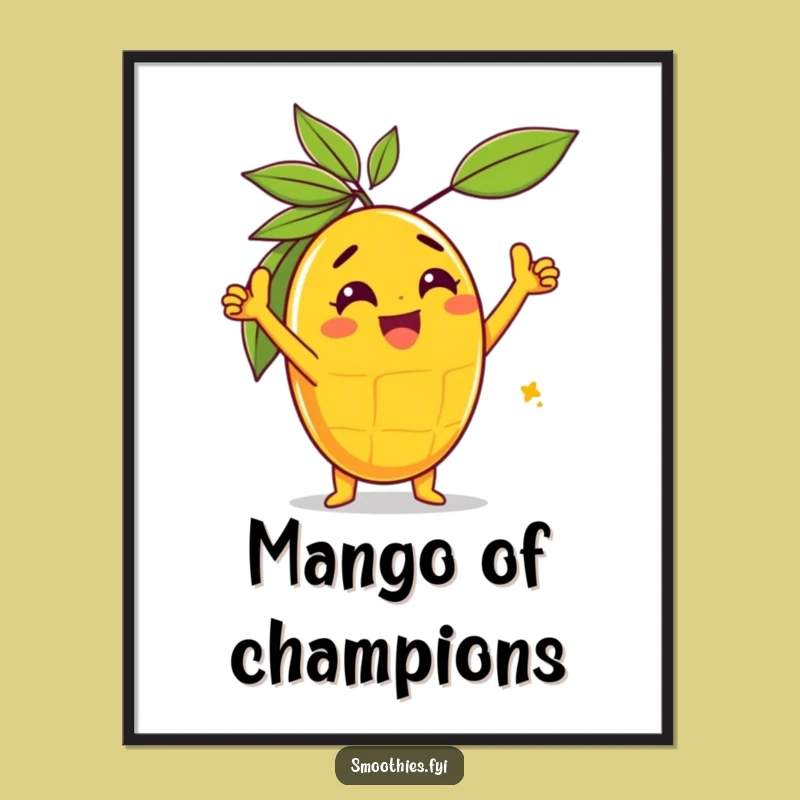 Funny Gleeful Mango Triumph Poster: Celebrate Wins with Vibrant Art