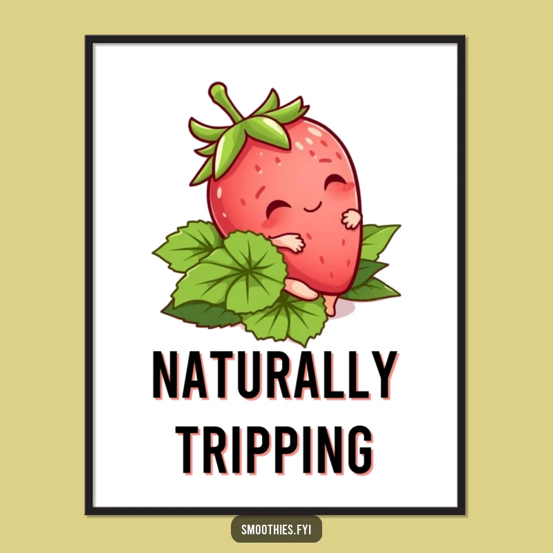Funny Kawaii Strawberry Poster - Tripping Berry Wall Art