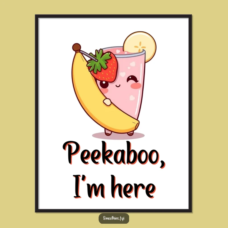 Funny Shy Smoothie Poster: Berry Cute Art, Wall Decor, Gift Idea!