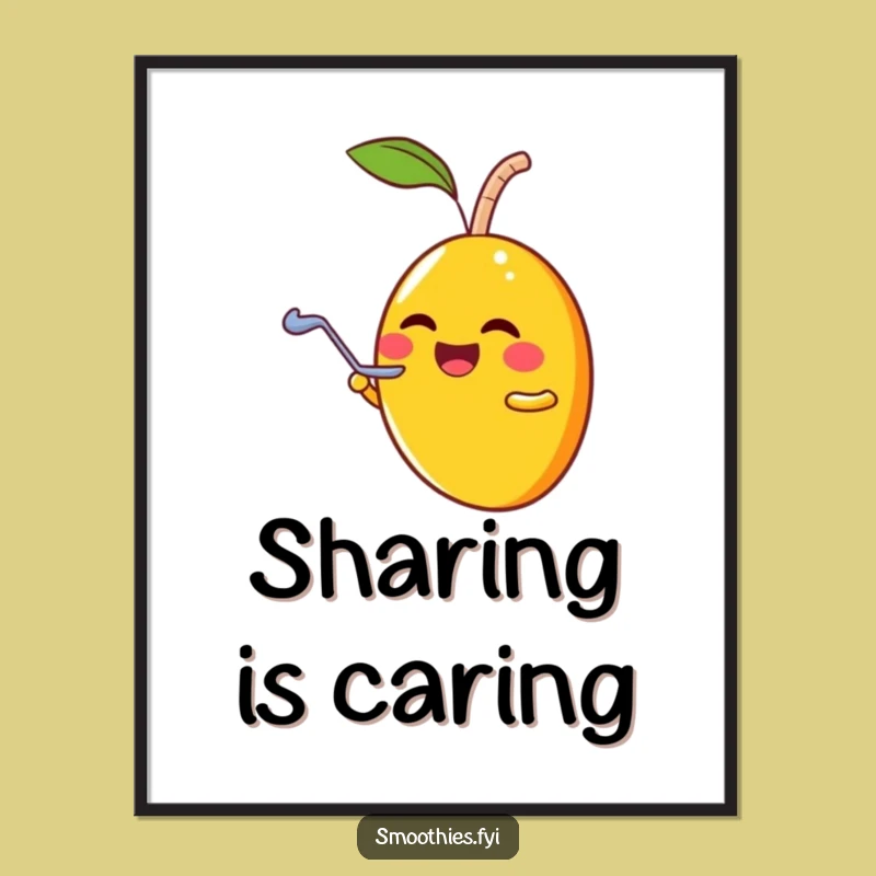 Funny Mango Smoothie Spoon Poster - Playful Fruit Art for Sharing Spaces